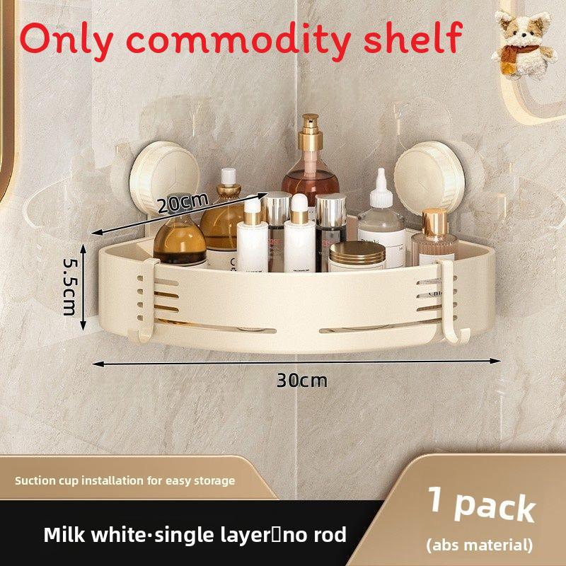 Bathroom Wall Mount Shelf With Abs Material And Padded Suction Cups For Shower Storage