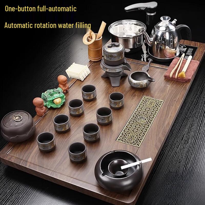 Naijiang Automatic Zisha Kung Fu Tea Set with Wooden Tray