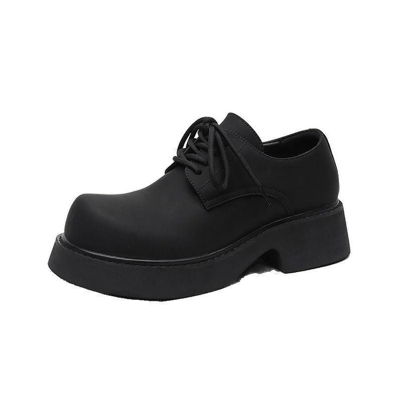 Big head leather shoes heightened derby shoes new retro high street handsome platform ins leather shoes