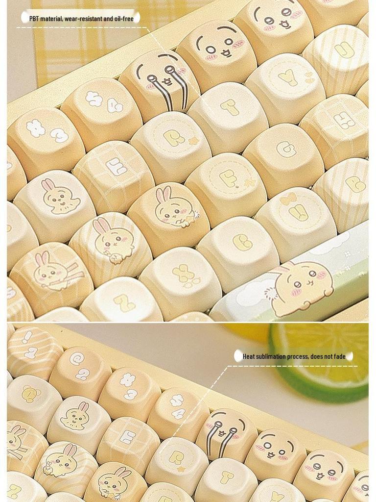 Chiiwaka Usagi-Themed Keycaps: Five-Sided Dye-Sublimation, MOA-Compatible for Mechanical Keyboards