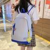 Simple Color Blocked Letter Print Student Casual Backpack For School Use