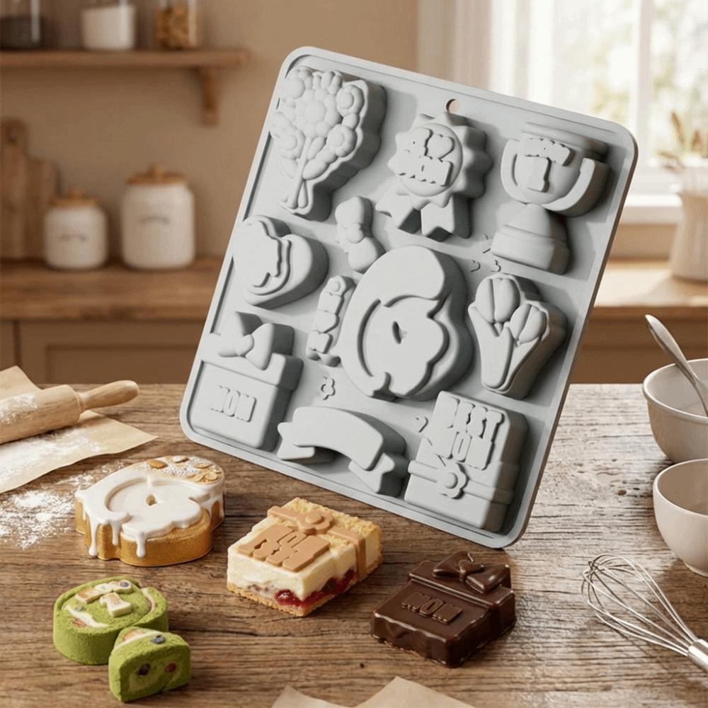 12 Cavity Mother's Day Theme Baking Mold Non-stick Silicone Candy Mold Mousse Cake Molds Household