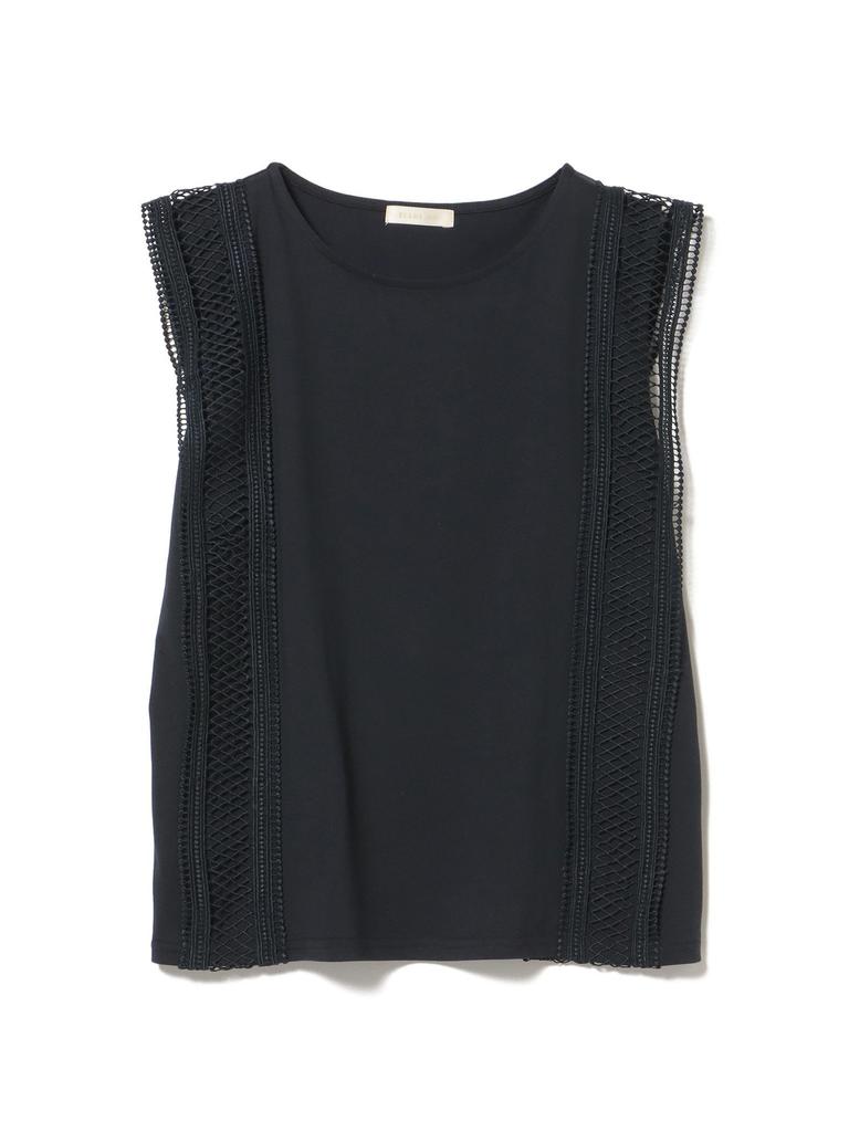 Beams Heart Tee Lace Sleeveless Pullover Navy One Size S/S Women's