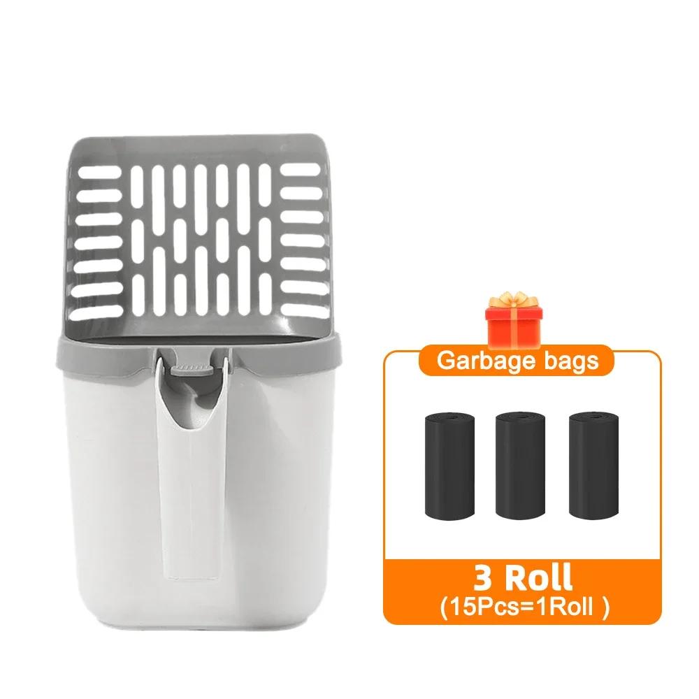 Widen Cat Litter Shovel Self-cleaning Scoop with Refill Bags Large Kitty Litter Box Garbage Picker Waste Bin System Pet Supplies