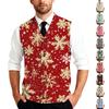 Men's Sleeveless Knit Button Down Shirt Vest Festive Patterned Design Holiday Themed Sleeveless Knitwear Button Front Shirt Vest