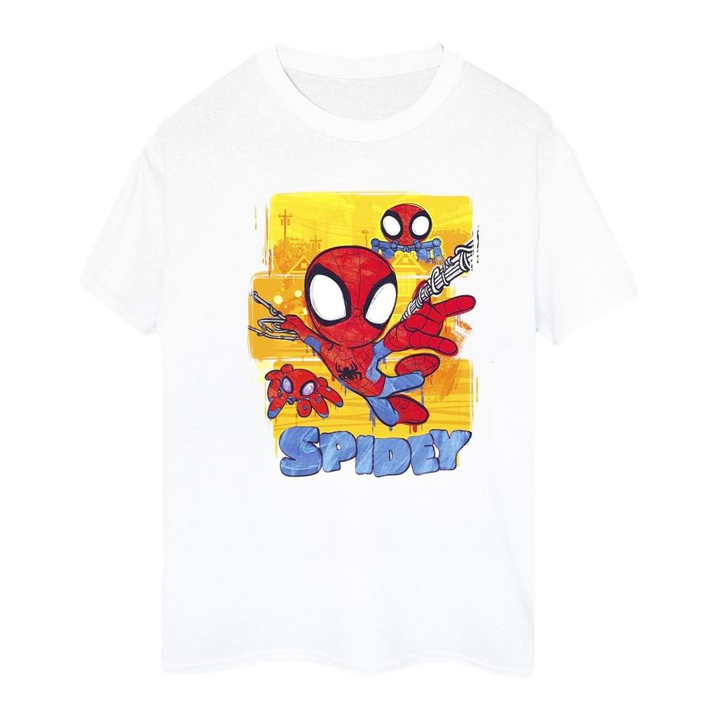 Marvel Womens/Ladies Spidey And His Amazing Friends Flying Cotton Boyfriend T-Shirt