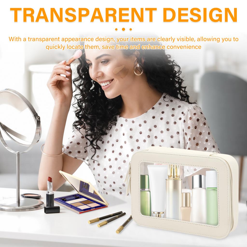 Small Cosmetic Bag PVC Clear Makeup Bag with Zipper Travel Waterproof Toiletry Bag Multifunctional Square Women Item Organizer