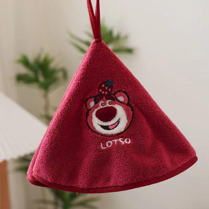 Cute embroidered hand towel Cartoon coral fleece soft and skin-friendly small towel hanging kitchen water-absorbing quick-drying round towel