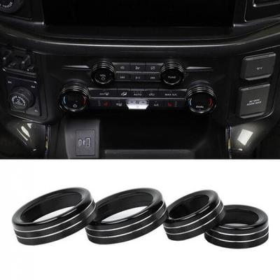 Air Conditioner Audio Volume Switch Knob Trim For Ford F150 2021-2024 Black 4pcs