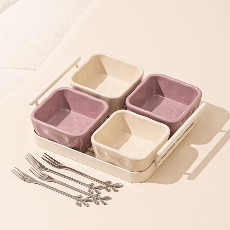 Ceramic Divided Snack & Fruit Platter Set