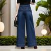Spring Summer Thin High Waist Jeans Women Casual Loose Wide Leg Pants Slim Straight Trousers Stretchy Comfortable