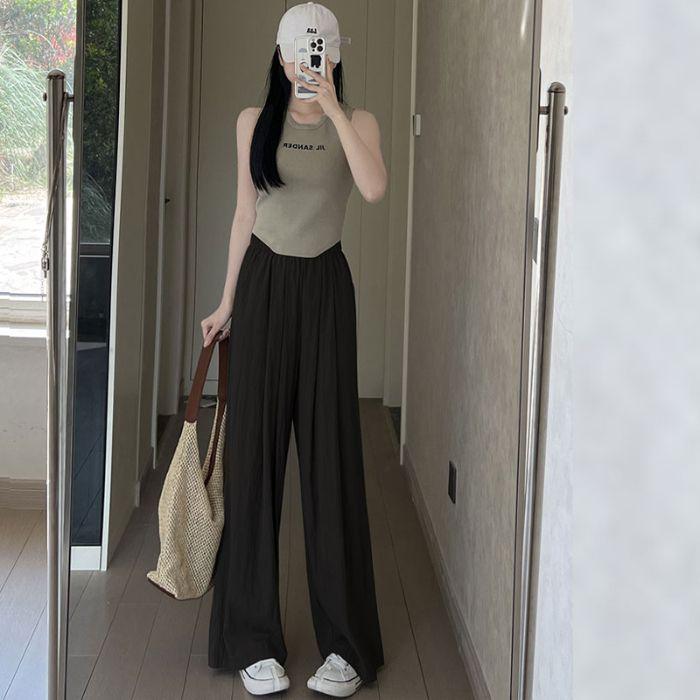 Women's Retro High-Waist Wide-Leg Pleated Pants - Summer Casual Loose Fit