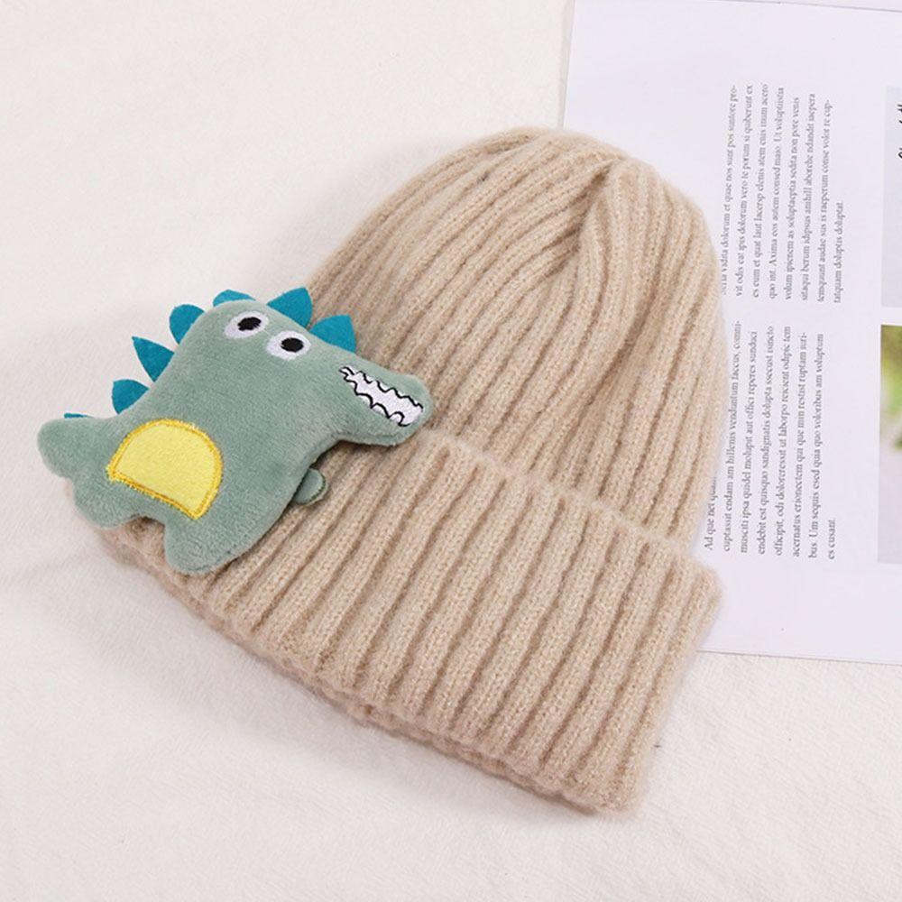 Winter Cute Kids Hats Handmade Thick Warm Soft Beanie Ear Warmer Knitted Cap Dinosaur Shape