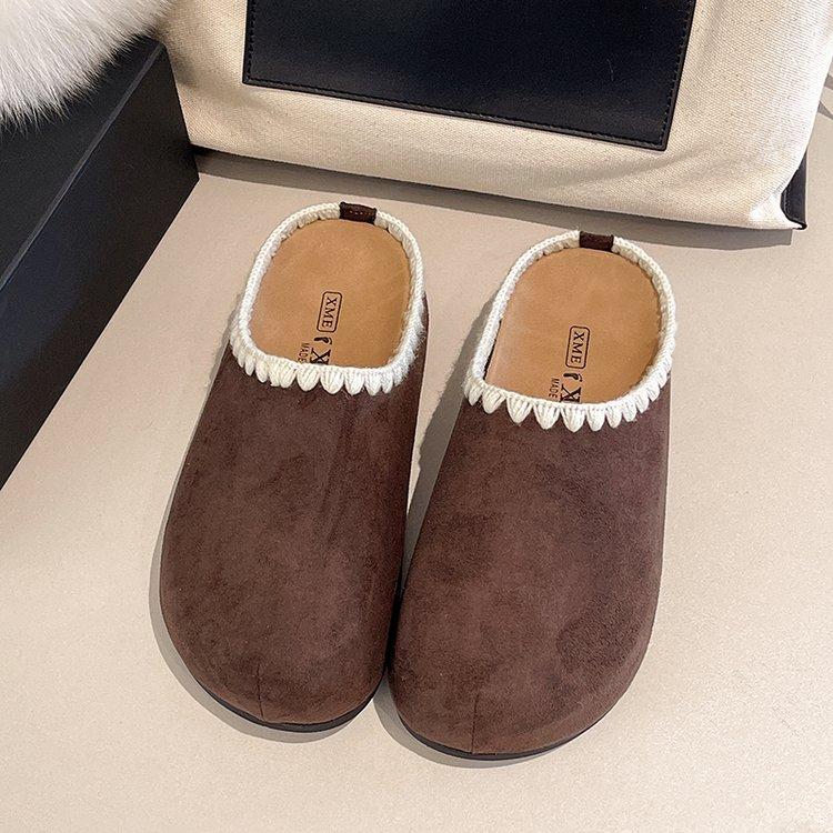 Baotou Boken shoes women's autumn 2025 new fashionable solid color platform height increase half slippers versatile casual women's shoes