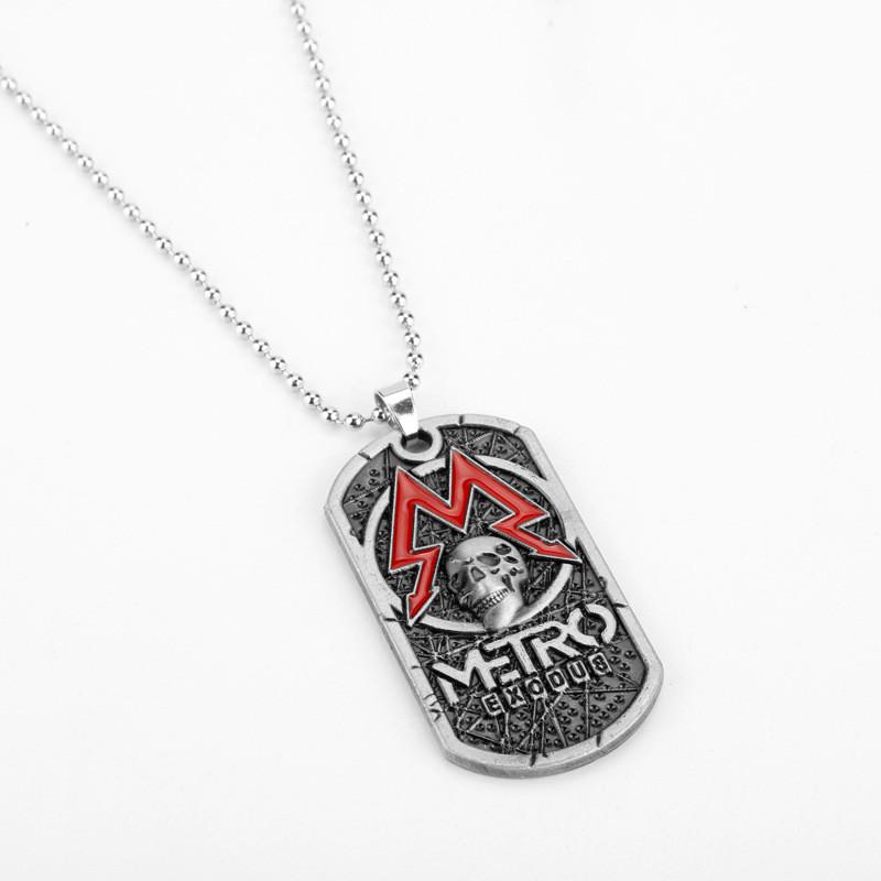 Skull Exodus Metro Pendant Necklace With Alloy Geometric Design For Game Fans