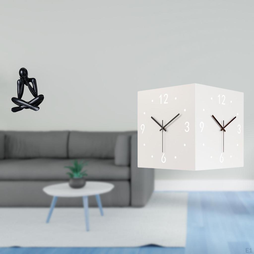 Modern Abstract Figure Sculpture And Double Sided Metal Corner Wall Clock Decorative Collectible