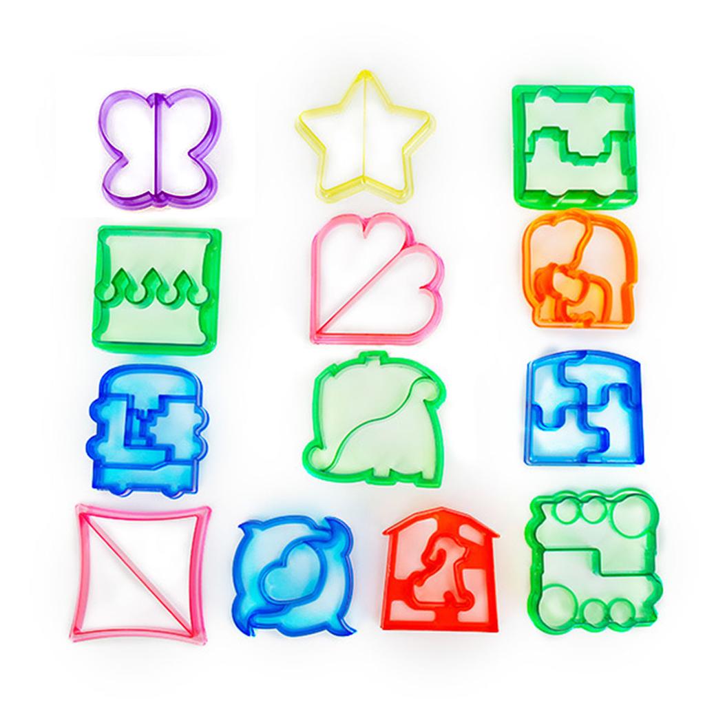 13pcs Sandwiches Cutters Maker Food Cutting Bread Plastic Mold for Baking Children Gift Kids Lunch Cutter Sealer Kitchen