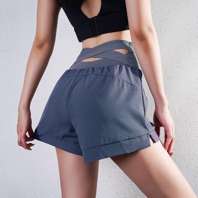 WEZHO Women s Faux Two-Piece Anti-Exposure Sports Shorts