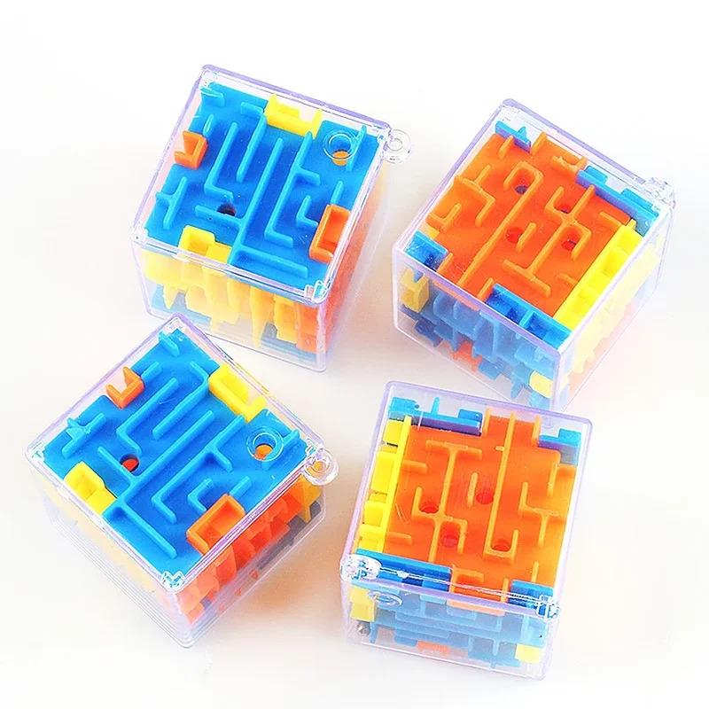 Six-Sided 3D Maze Cube, Transparent Rolling Ball Puzzle For Focus Training, Portable Mini Logic Game & Anti-Anxiety Fidget Toy