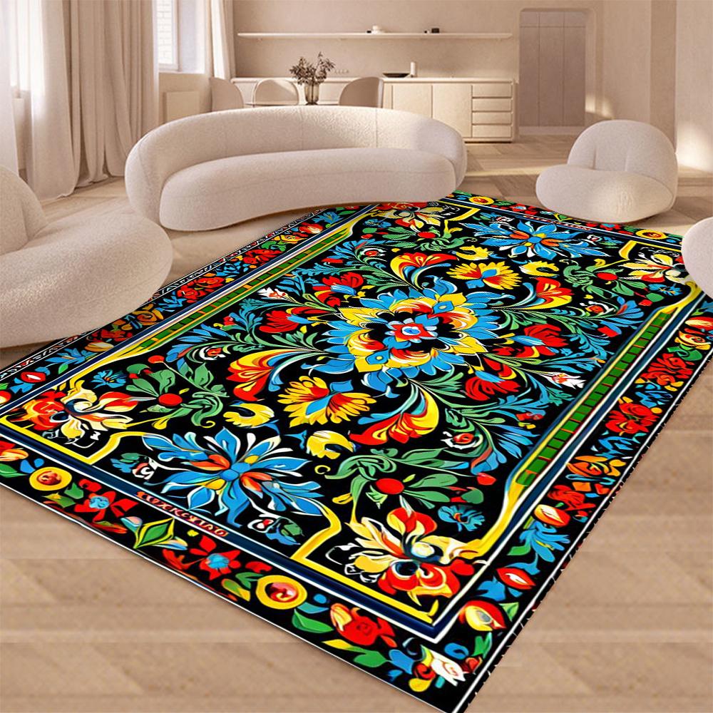 Brightly Printed Mughal Floral Carpet for Living Room Sofa Decor Rugs Bedroom Rug  Kitchen Coffee Table Floor Mat Indoor Rug