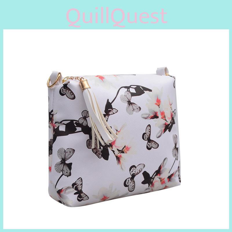 Stylish Ladies Shoulder Bag With Flower Print Durable Nylon Lining Neutral Gender