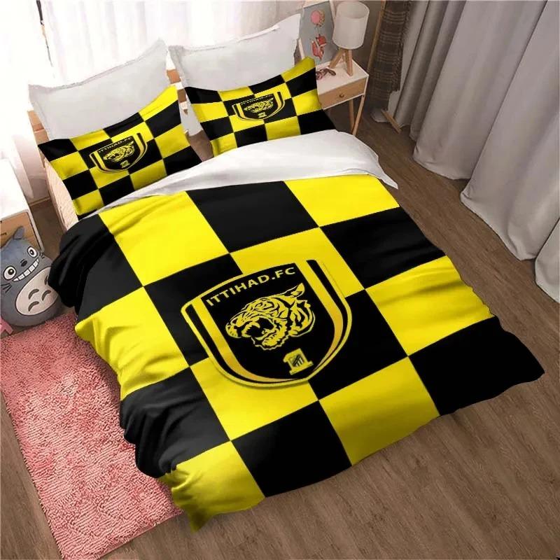 Al-Ittihad Club Jeddah Ložní souprava Chlapci Dívky Jednolůžko Queen Size Povlak na přikrývku Povlak na polštář Postel Děti Dospělí Móda Domácí textil