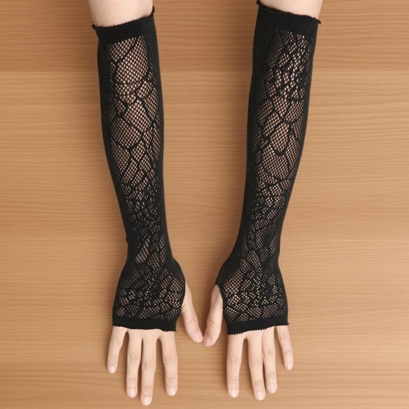 Halloween Gloves for Women Elegant Sun Protections Costume Long Glove Spiders Web Lace Gloves Cosplay Party Accessory