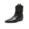 Kleine kurze Stiefel Damen 2025 neue Martin-Stiefel V-Ausschnitt nackte Stiefel spitz zulaufend Mode braun dicker Absatz Western-Cowboystiefel Damen