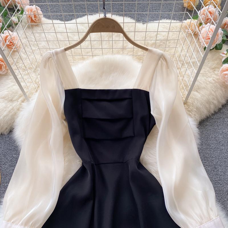 Rochie Franceză De Toamnă Vintage Design Feminin Sense Of Masse Mici Satin Fața Lejoară Doamnelor De Lux Rochie Neagră