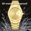 Men Gold Watches Top Brand Luxury Stainless Steel Watchband High Quality Male Clock Creative Design Date Wristwatch