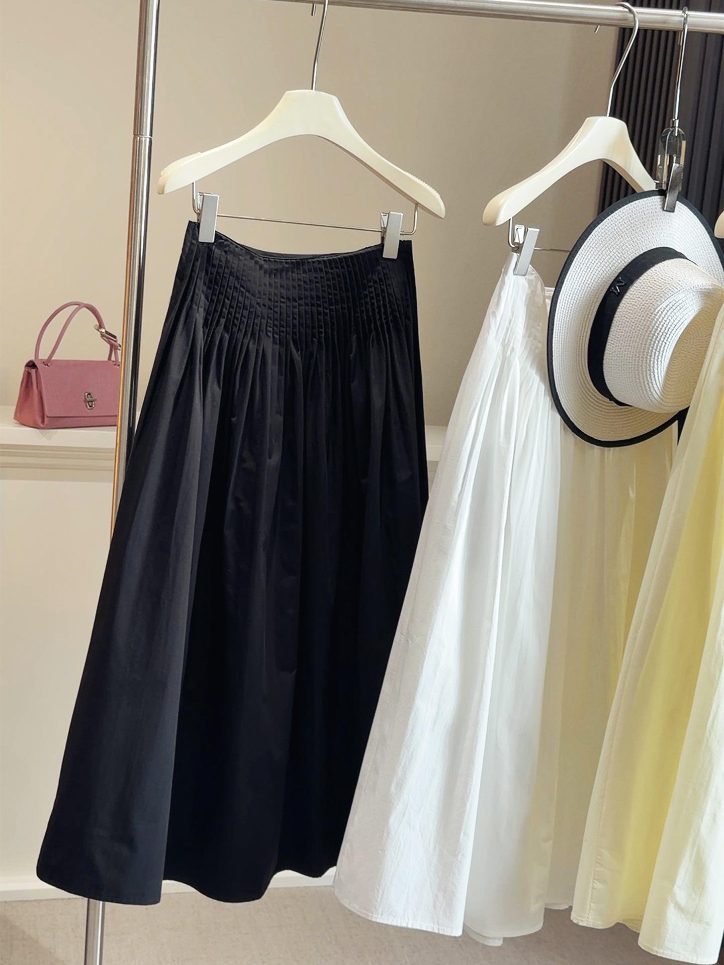 Women s High-End A-Line Pleated Midi Skirt with Cinched Waist - 2026 Spring Collection One Size чёрный