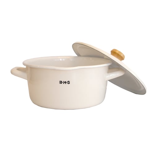 Fuji Enamel Casserole Pot, Beams, 20cm, White, BMS-20WEW