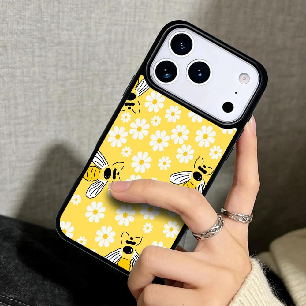 Capa Case for iPhone 17 Air 16 Pro Max 15 Plus 11 13 Mini 14 12 Back Phone Cover Bees soft