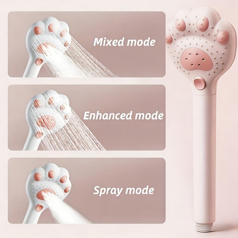 Adjustable Handheld Shower Paw Design/3-Speed Massage/Suitable for Bathroom/Wall Installation and Hanging/Made of Plastic Material/for Shower Use Only