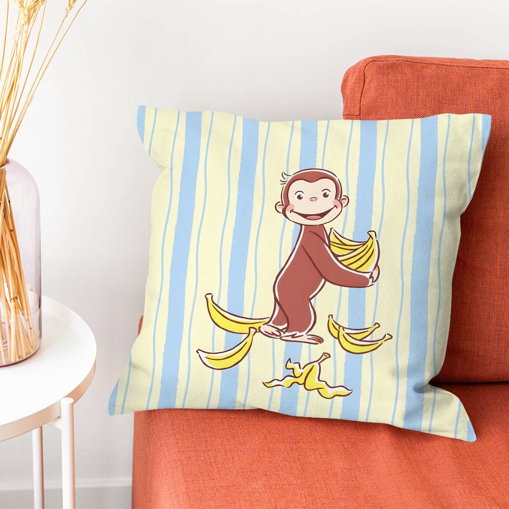 CCurious Monkey GGeorge Pillow Case Plush Fabric Soft Pillowcase Double Sided Print Cushion Cover Household Gifts