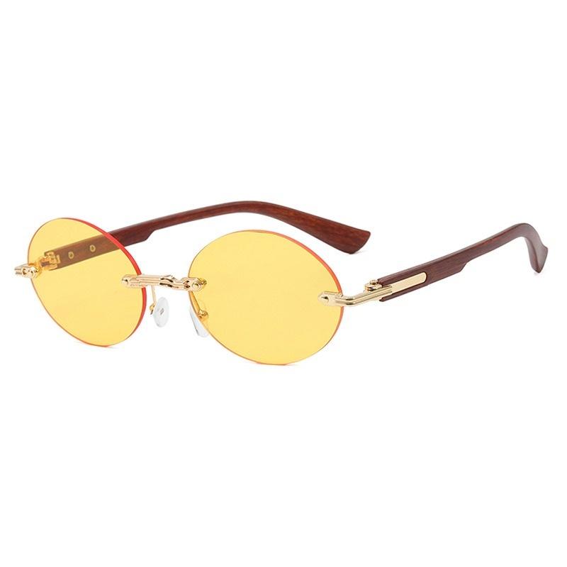 Retro Rimless Sunglasses Women Men Wooden Vintage Pattern Luxury Brand Sun Glasses Fashion Shades Female UV400 Travel Outdoor