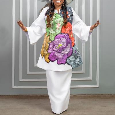 Completi Due Pezzi Oversize da Donna con Tunica a Manica Lunga Stampata e Pantaloni Dritti