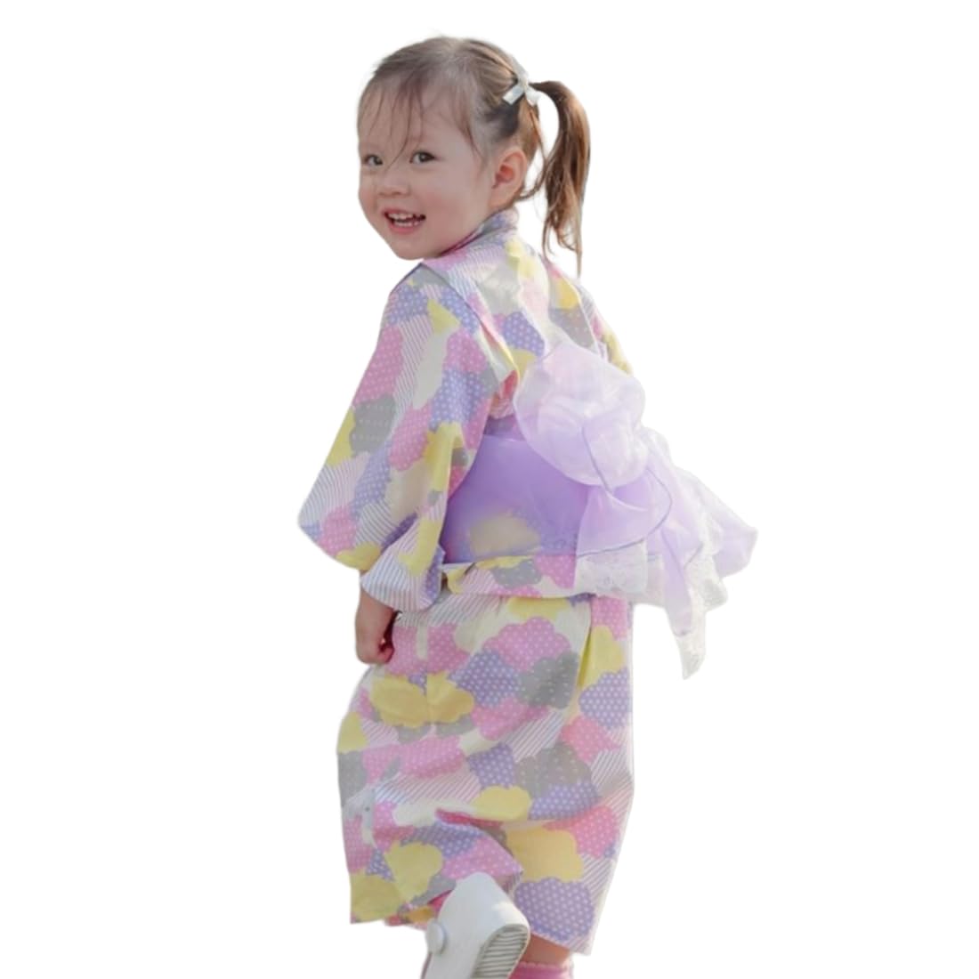Yukata Summer Japanese Kids Separate Obi Lace Japanese Top and Bottom with Yukata Fireworks HF19 [SLINX] Children s (Girls, Baby, Kids) - Festival, фиолетовый