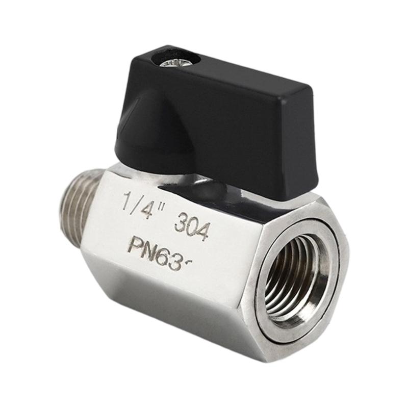652F Small Space Compatible 1/4" Stainless Steel Ball Valves Double Thread Connection Wide Temperature Ranging Space Saving