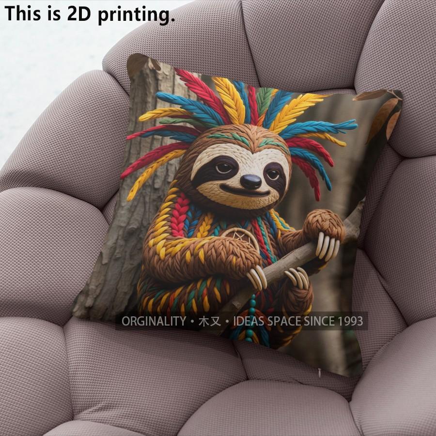 Bohemian Sloth Throw Pillow Covers Pattern Cushion Cover Suitable for Sofa Bedroom Car Pillow Cover