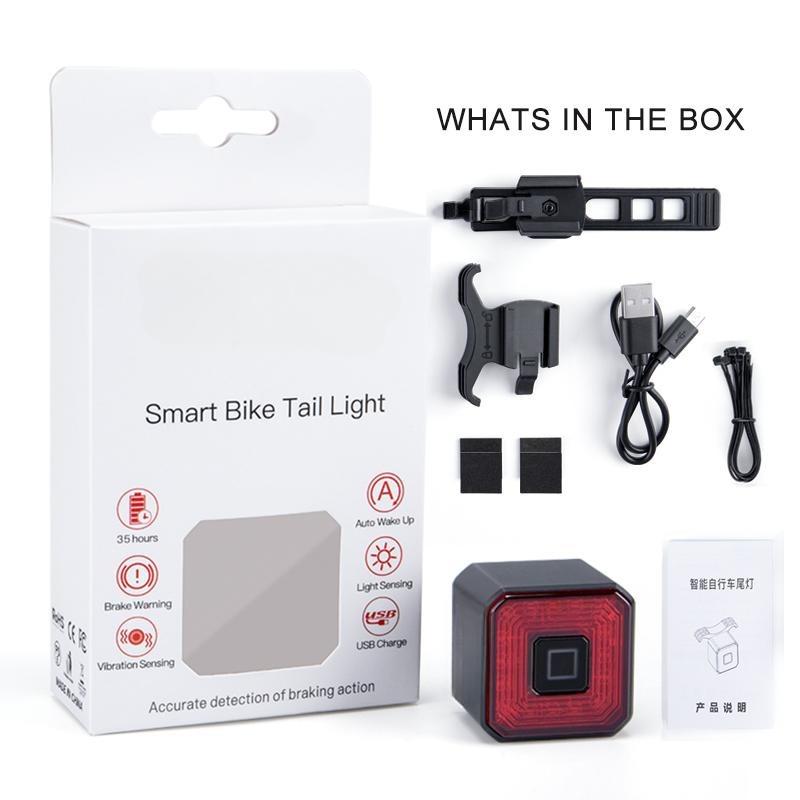 1PC Smart Bicycle Zadní svítilna Auto On/Off Stop Signál Brzda Silniční kolo LED Zadní světlo USB nabíjení MTB Cyklistika Bezpečnostní záblesková svítilna
