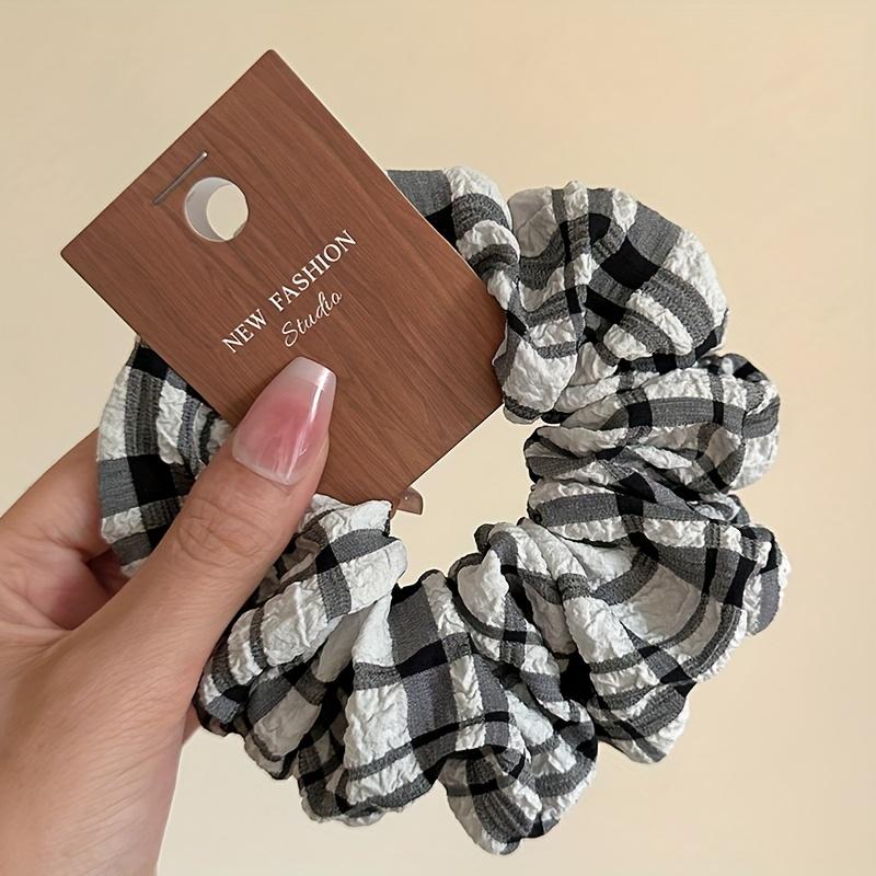 

Simple and Fresh Plaid Large Intestine Hair Ring, Ponytail Hair Ring, Fabric Textured Hair Rope Hair Accessories чёрный