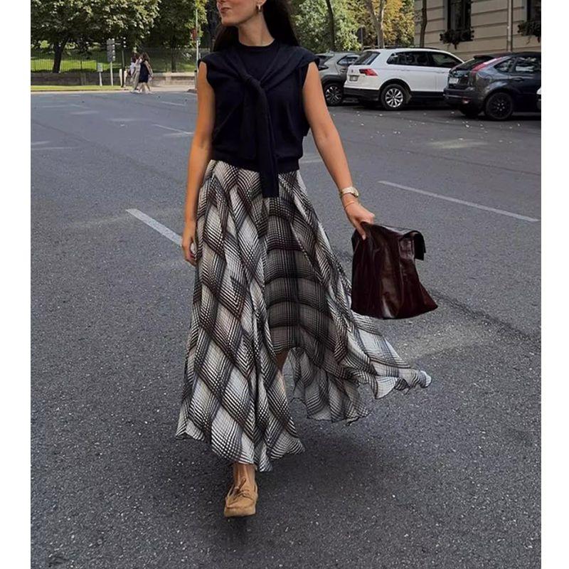 Summer New Fashion Casual Snake Pattern Print Asymmetrical Wide Swing Mid Length Long Length A- line Skirt 5233882