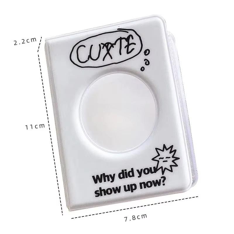 

Letter Print 3 Inch Kpop Binder Round Hollow Photocard Holder SHOW UP NOW INS Photo Album Idol Cards Collect Book 40 Pocket белый