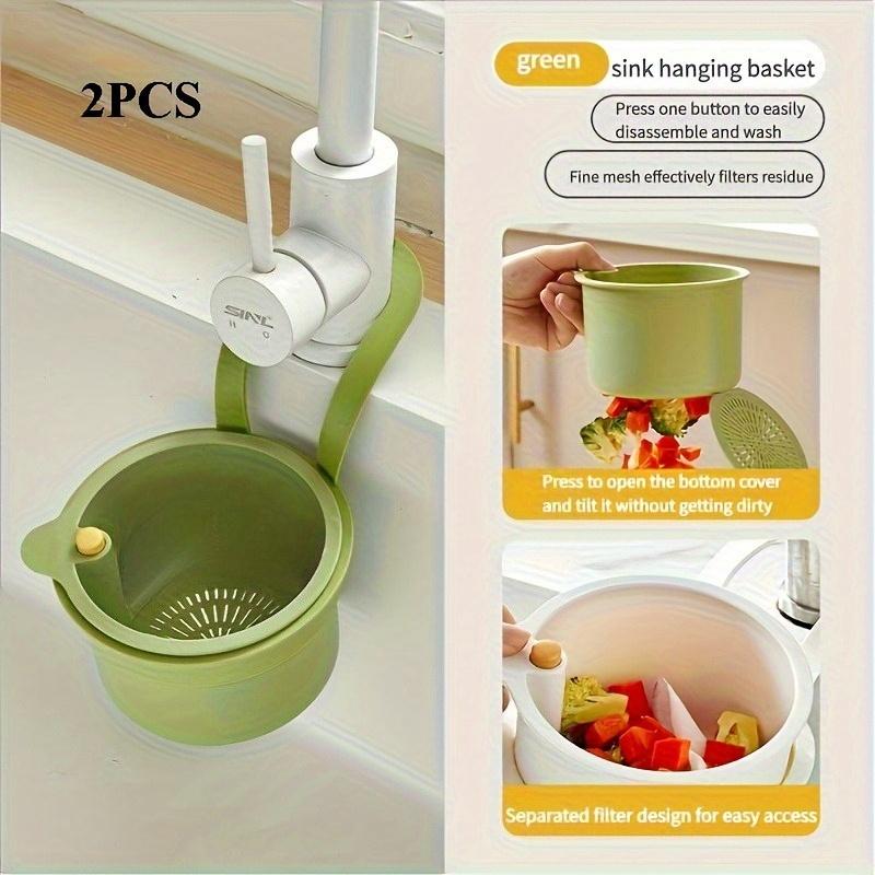 2pcs Multi Purpose Hanging Filter Sink Basket Push button drain and storage design, split filter, one second installation, durable plastic, kitchen