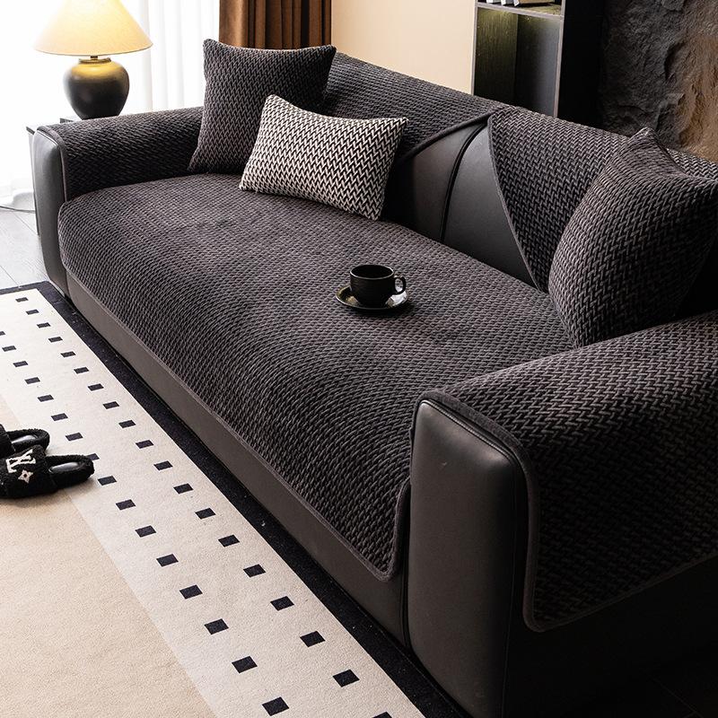 New Sofa Cushion Autumn And Winter Plush Thickened Non-Slip Seat Cushion Premium Leather Sofa Cover Cloth Towel