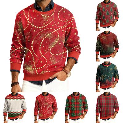 Men's Round Neck Long Sleeve Ribbed Knit Pullover