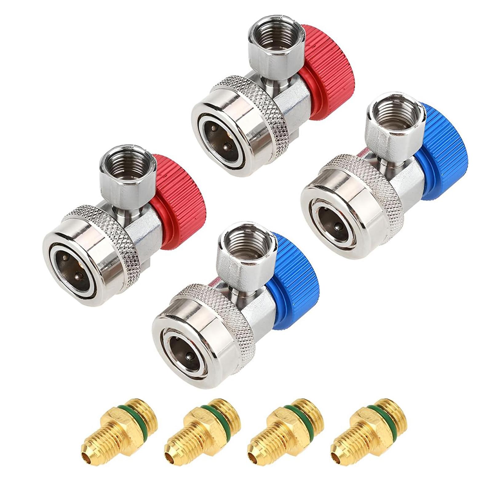 R134A Adapter Set Cooling Systems Maintenance Set High and Low Pressure Quick Coupling Adapters Set Brass Texture 1