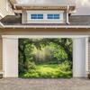 Large Magical Forest Path Backdrop Fabric, Realistic Sunlight Canopy and Lush Green Plants, with Ivy arches.PMJ