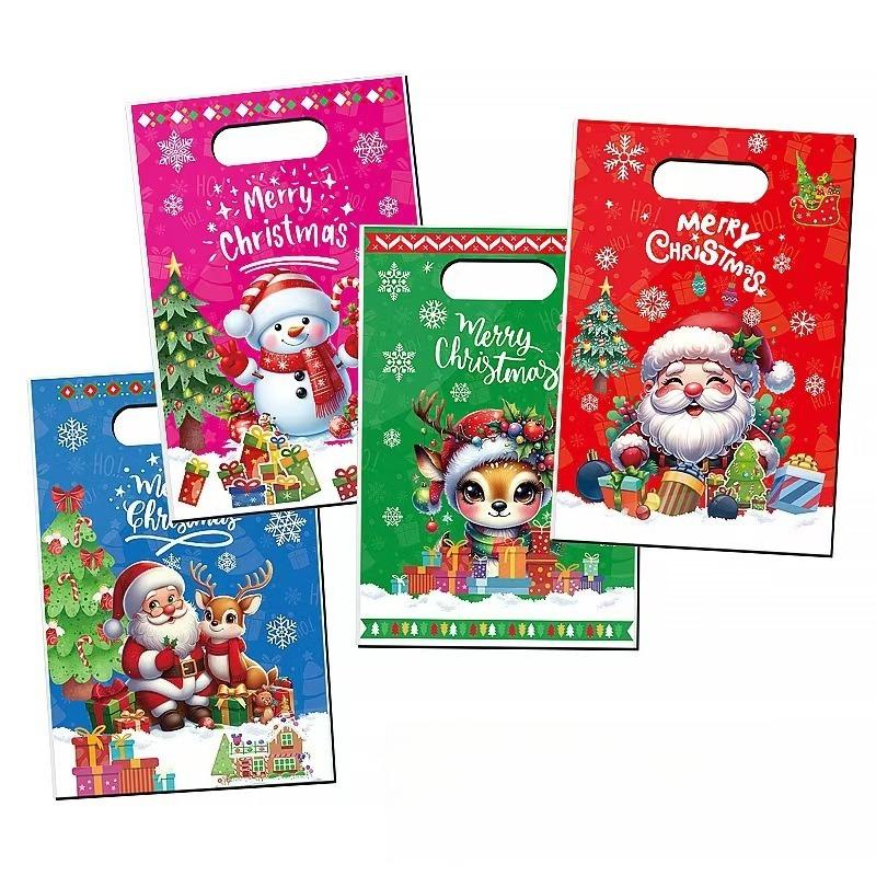 10/25/50Pcs Christmas Gift Bags Christmas Party Decoration  Xmas Santa Claus Snowman Cute Hand Bags New Year Gift